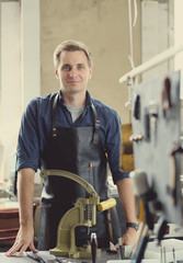 Obraz premium Leather workshop owner