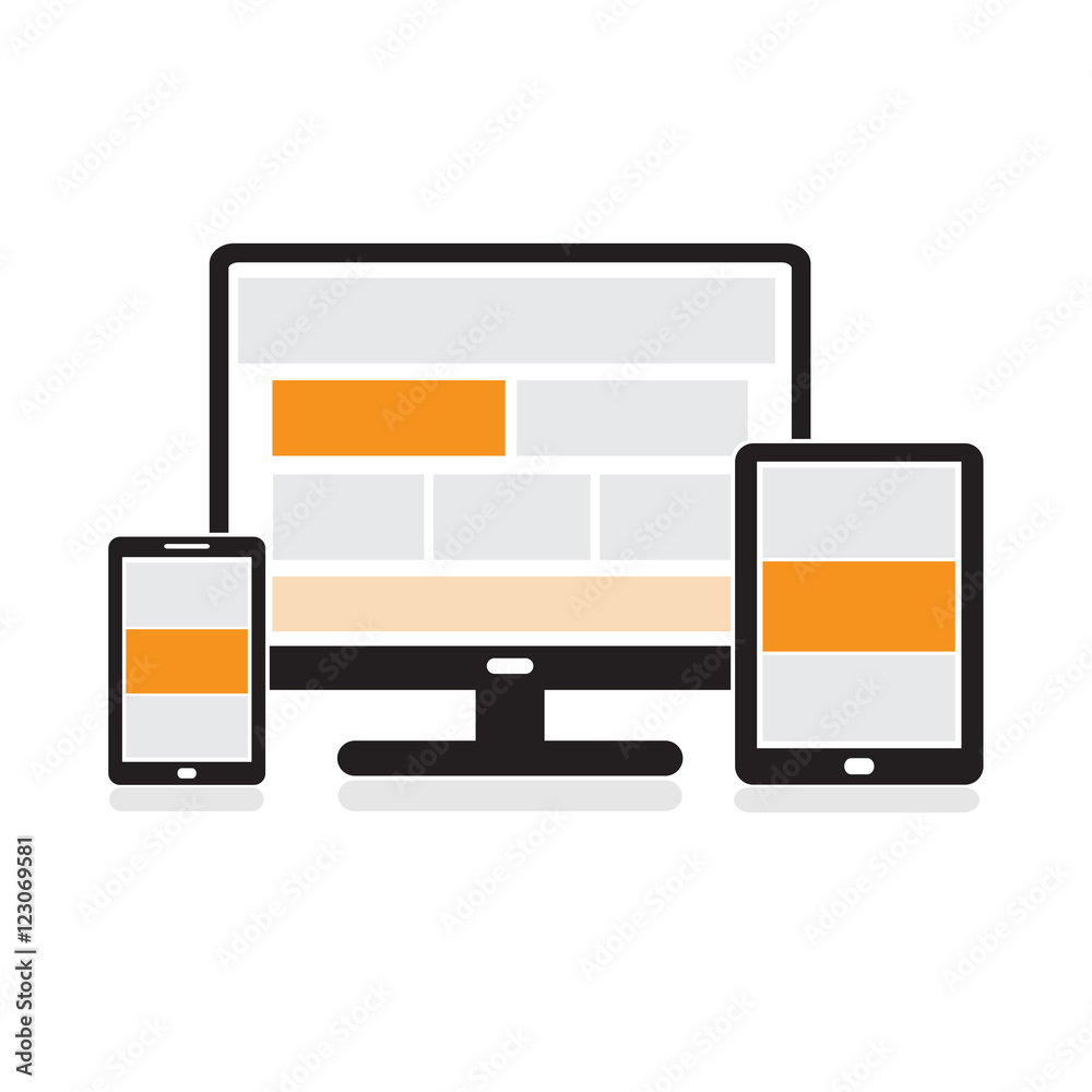 Wall mural responsive design for web computer, tablet, smartphone screen