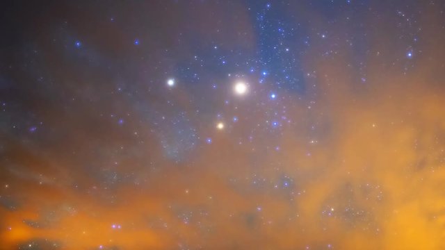 Astro Time Lapse of Milky Way & Cloud Layer over Hills in Arizona -Long Shot-