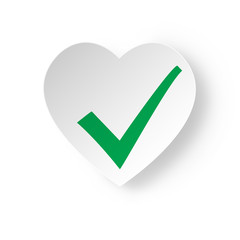 Healthy heart Status Icon with green chek.