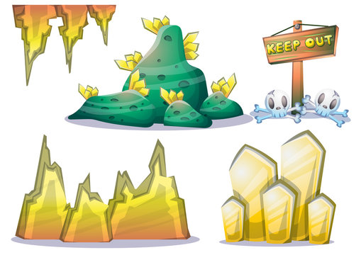 cartoon vector mine game object with separated layers for game and animation game design asset in 2d graphic