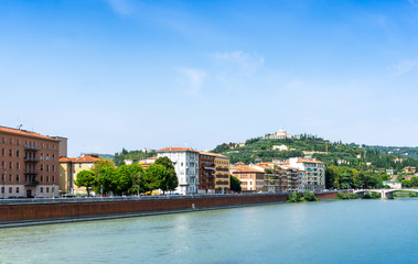 Fototapeta premium Beautiful street view of Verona center which is a world heritag