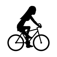 Girl riding bike icon. Sport hobby and training theme. Isolated design. Vector illustration