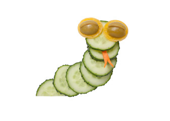 Funny snake made of cucumber on isolated background © serg78