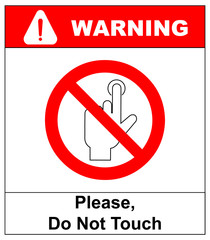 Do Not Touch, sticker. Vector warning banner no touchscreen,