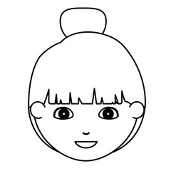 Girl cartoon face icon. Kid child little and people theme. Isolated design. Vector illustration