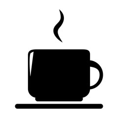 Vector silhouette of coffee and tea cup isolated on white.