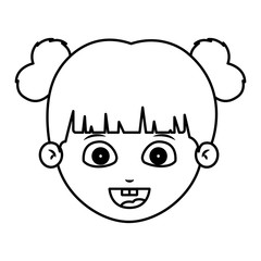 Girl cartoon face icon. Kid child little and people theme. Isolated design. Vector illustration