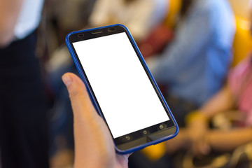 Person hand holding smartphone