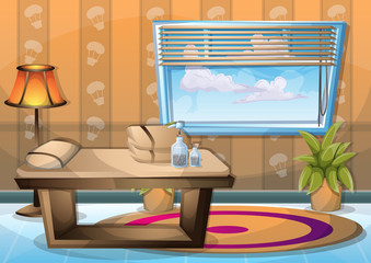 cartoon vector illustration interior spa room with separated layers in 2d graphic