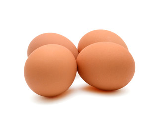 Fresh organic eggs isolated on white background