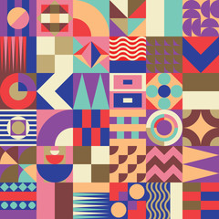 Fototapeta premium Geometric mosaic seamless pattern
