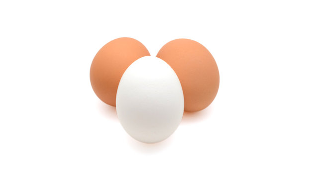 Fresh organic eggs isolated on white background