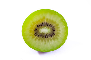 Fresh Kiwi Slice Half Cut Fruit Green Seeds Radial Texture Detai
