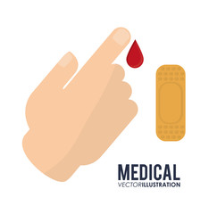 Hand and bandage icon. Medical and health care theme. Colorful design. Vector illustration