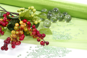 Materials for floristics and decoration - composition on white background