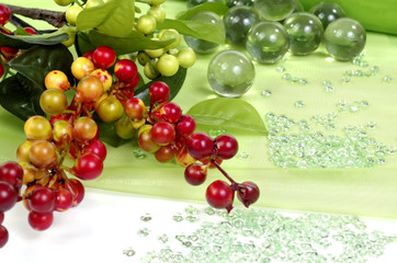 Materials for floristics and decoration - composition on white background