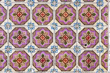 Papier Peint photo Lavable Tuiles marocaines Carreaux muraux en céramique ancienne typique portugaise (Azulejos)