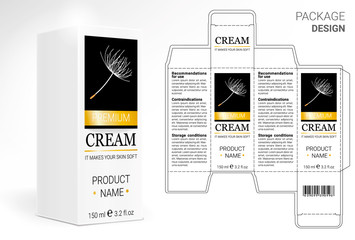 Packaging Design Cosmetics, cut the carton. Shampoos, creams, perfumes, balm.