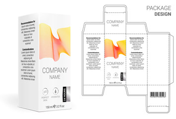 Packaging Design Cosmetics, cut the carton. Shampoos, creams, perfumes, balm.