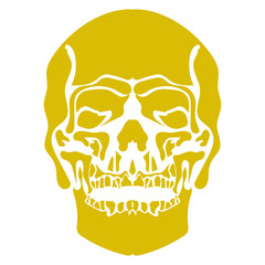stylized human skull . the drawing hands. made in one color which allows the use of laser cutting