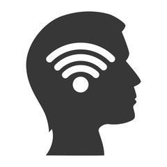 human head profile with wireless icon inside. silhouette vector illustration