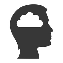 human head profile with cloud icon inside. silhouette vector illustration