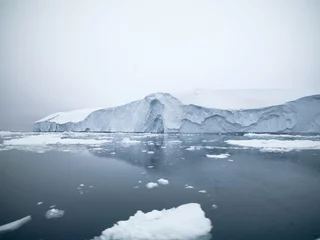 Verduisterende gordijnen Gletsjers Icebergs are on the arctic ocean