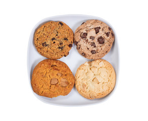 Variety of cookies isolated on white background