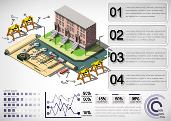 Naklejka premium illustration of info graphic house structure concept in isometric graphic