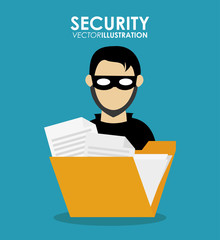 Hacker cartoon icon. Security system warning and protection theme. Colorful design. Vector illustration