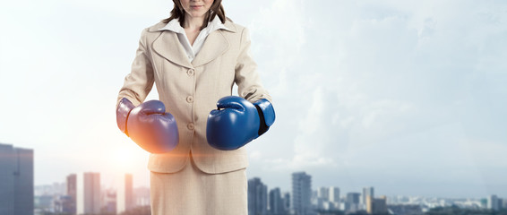 She is fighter for success . Mixed media