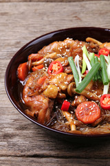 Jjimdak, a korean braised chicken dish. The city of Andong in South Korea is well known for this dish.