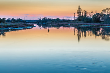 Fototapeta premium blue hour on fishing house