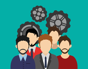 teamwork and business with gears related icons image vector illustration design 