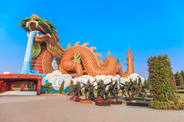 Large golden dragon statue in Thailand