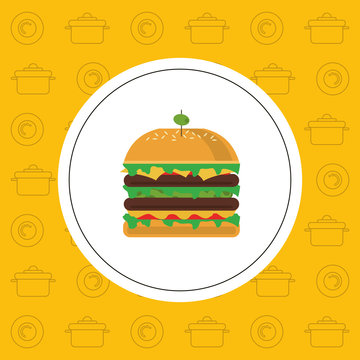 hamburger emblem healthy food related icons image vector illustration design 