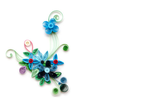 quilling paper flower designs isolated on white