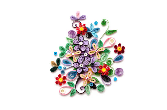 Quilling Paper Flower Designs Isolated On White