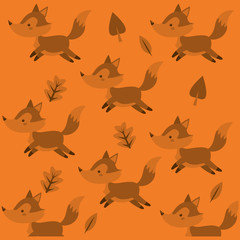 cute fox pattern background image vector illustration design 
