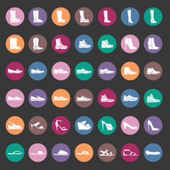 Shoes icon set, male and female shoes. Vector illustration