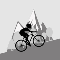 bike and cyclist over mountain background icons image vector illustration 