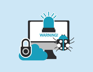 computer with internet security related icons image vector illustration design 