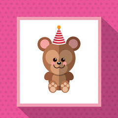 cute festive bear animal with party hat image vector illustration design 