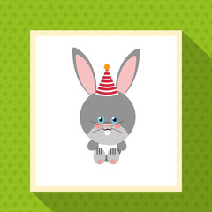 cute festive  rabbit or bunny animal with party hat image vector illustration design 