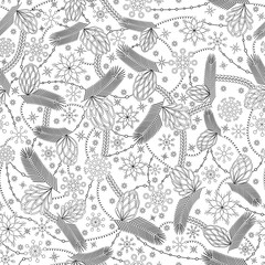 Snowflake and cones seamless pattern coloring