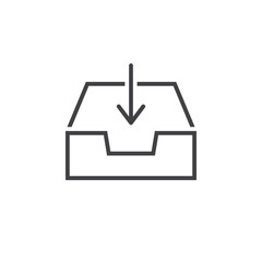 Fototapeta premium inbox line icon, box and arrow outline vector logo illustration, linear pictogram isolated on white