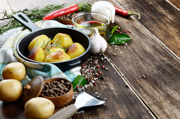 Pan of Boiled and baked potato