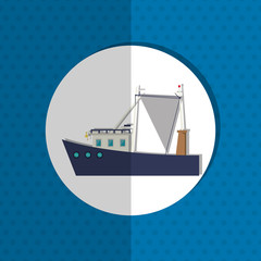 Obraz premium boat or ship with nautical sea life related icons image vector illustration design 