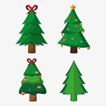 pine tree with merry christmas related icons image vector illustration design 